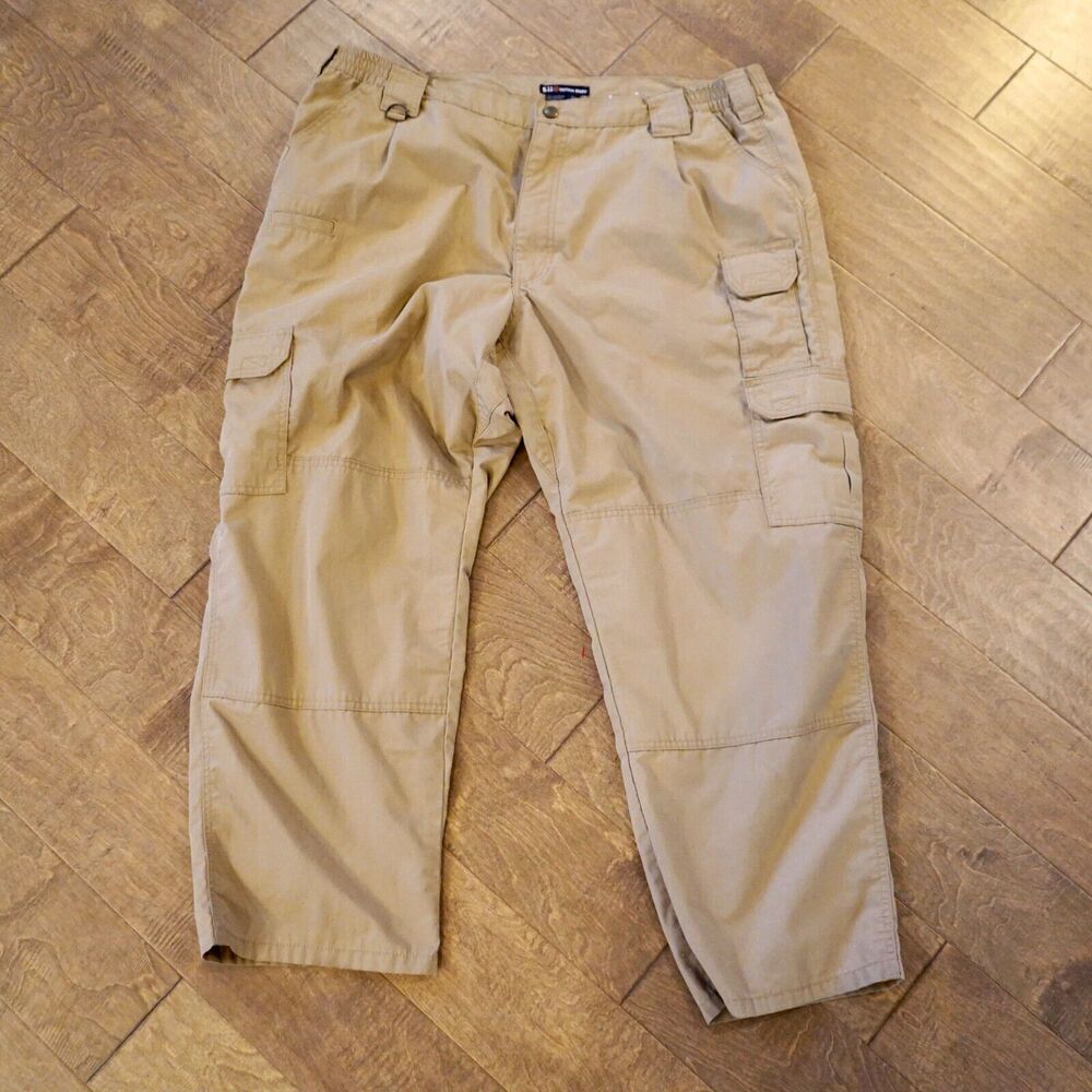 5.11 511 Tactical‎ Cargo Pants Men 44x30 Khaki Canvas w Expandable Waist Duty